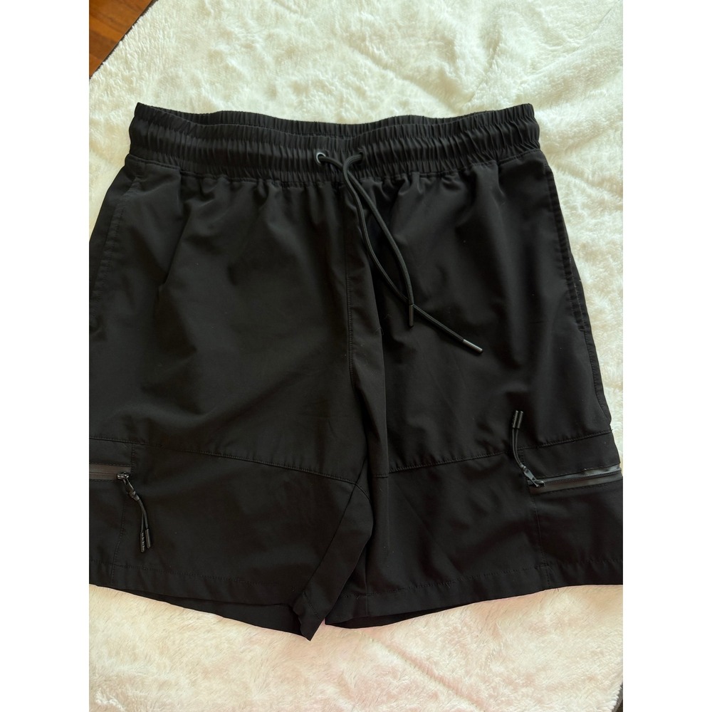 Athletex Mens Black Performance Athletic Shorts Zipper Pockets Size L